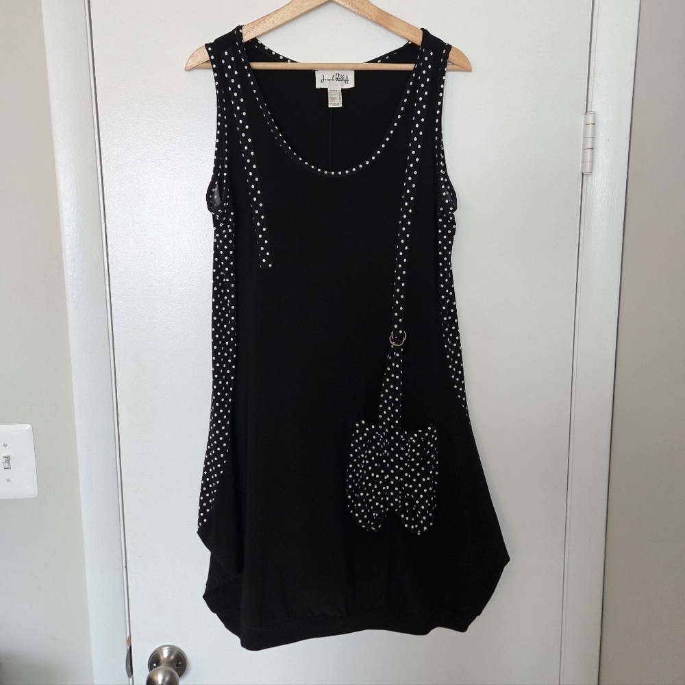 Joseph Ribkoff Vintage Polka Dot Asymmetric Gather Tunic Dress Size 14